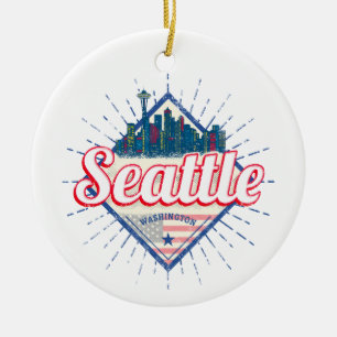 Seattle Washington United Staaten City Skyline USA Keramik Ornament