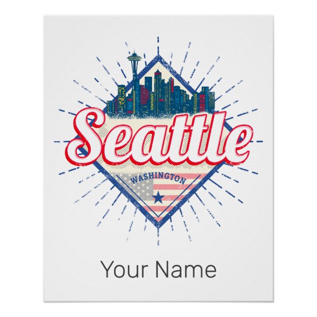 Seattle Washington United Staaten City Skyline USA Poster (Vorderseite)