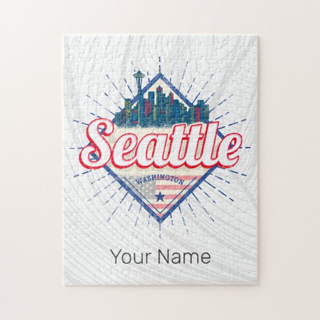 Seattle Washington United Staaten City Skyline USA Puzzle (Vertikal)