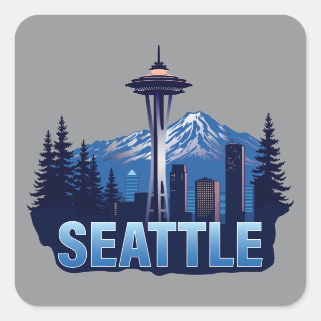 Seattle Washington United States of America Quadratischer Aufkleber (Vorderseite)