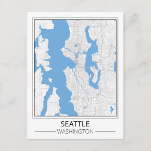 Seattle Washington USA Travel City Map Postkarte