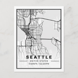 Seattle Washington USA Travel City Map Postkarte