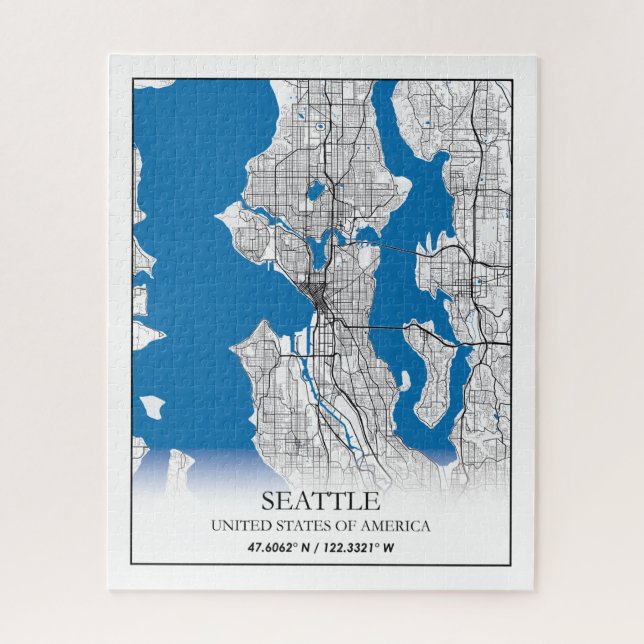 Seattle Washington USA Travel City Map Puzzle (Vertikal)