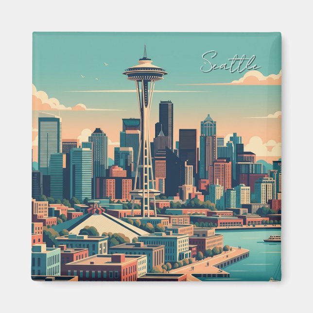 Seattle Washington Vintag Magnet (Vorne)