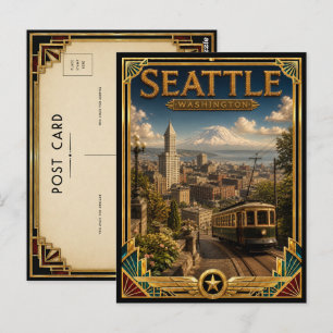 Seattle Washington Vintage Art Deco Golden Age Postkarte