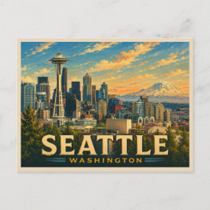 Seattle Washington Vintage Reise Postkarte