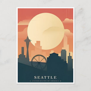 Seattle Washington Vintage Travel America Postkarte