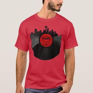 Seattle Washington Vinyl Record Vintag Skyline De T-Shirt