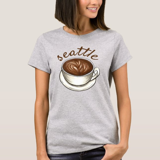 Seattle Washington WA Coffee Cup Classic Latte T-Shirt (Vorderseite)