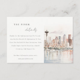 Seattle Washington Watercolor Scape Wedding Detail Begleitkarte
