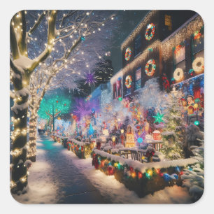 Seattle, Washington zu Weihnachten Quadratischer Aufkleber