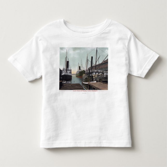 Seattle, WashingtonView des Docks und der Schiffe Kleinkind T-shirt (Vorderseite)