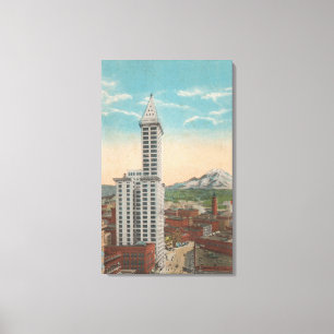 Seattle, WASmith Turm-Ansicht u. der Mount Rainier Leinwanddruck