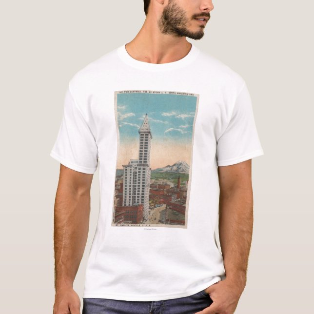 Seattle, WASmith Turm-Ansicht u. der Mount Rainier T-Shirt (Vorderseite)