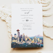SEATTLE Wasserfarbe Skyline Hochzeit in Urlaubsort
