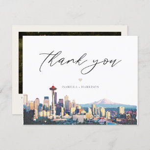 SEATTLE Watercolor Skyline Foto Danke Karte