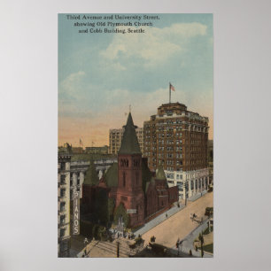 Seattle, WAThird Allee und Hochschulstraßen Poster