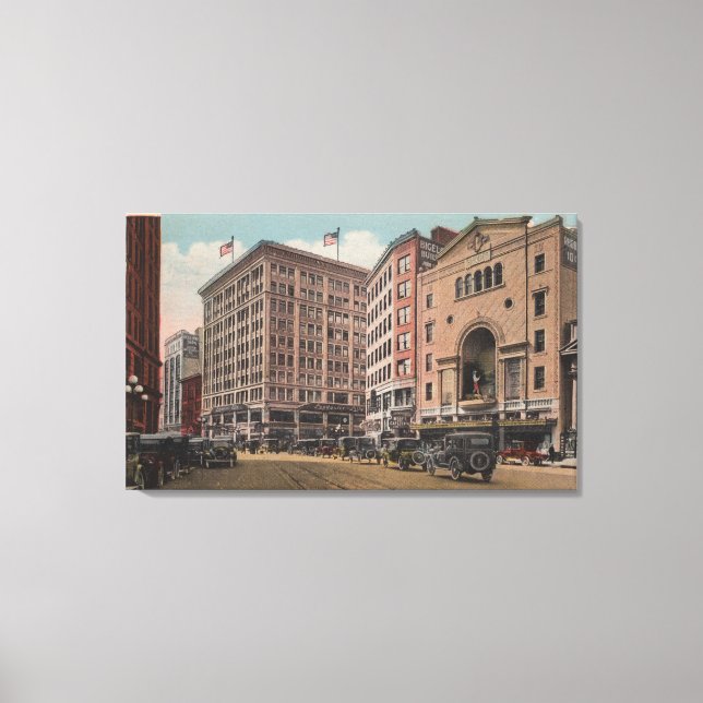 Seattle, WAView von 4. Ave & Westlake Leinwanddruck (Vorderseite)