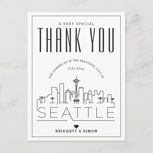Seattle Wedding | Danke, dass du gekommen bist! Po Postkarte (Vorderseite)