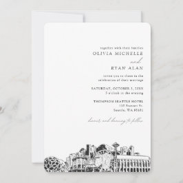 Seattle Wedding Elegante Skyline Einladung