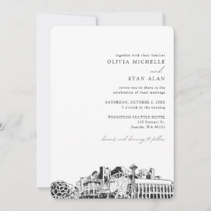 Seattle Wedding Elegante Skyline Einladung