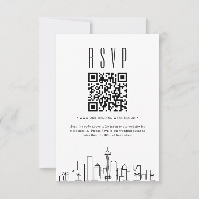 Seattle Wedding QR Code UAWG Einladung (Vorderseite)