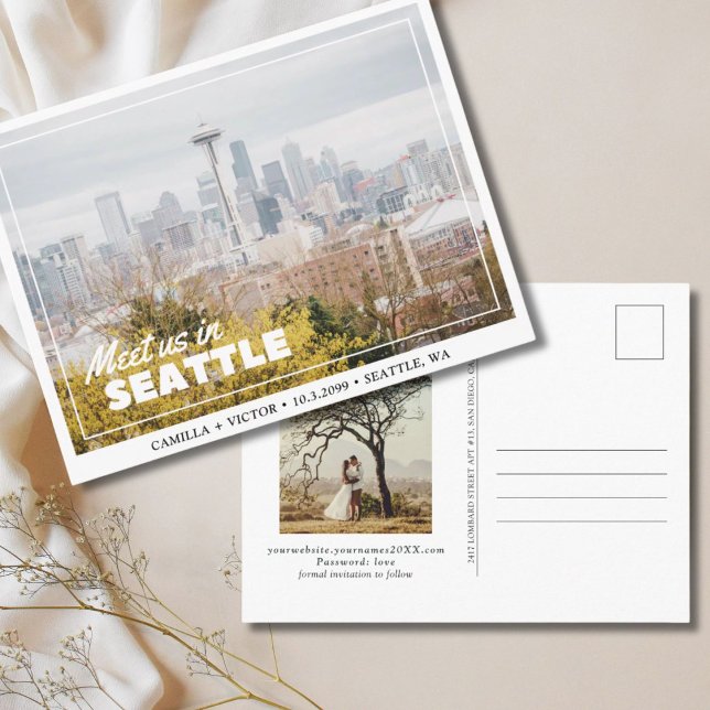 Seattle Wedding Save the Date Postcard Postkarte (Seattle Wedding Save the Date)