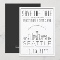 Seattle Wedding | Stilisierte Skyline Save the Dat
