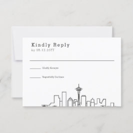 Seattle Wedding | Stilisierte Skyline-UAWG RSVP Karte