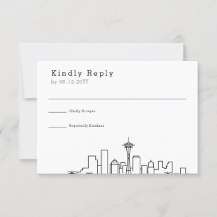 Seattle Wedding Stilisierte Skyline-UAWG RSVP Karte