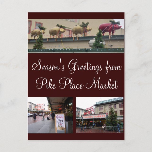 Seattle-Weihnachten Feiertagspostkarte (Vorderseite)