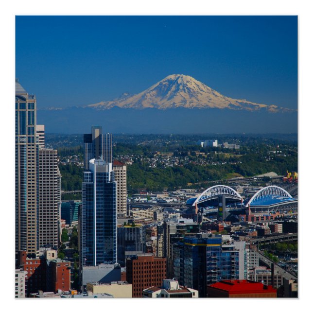 Seattle with Mount Rainier Fotoposter Poster (Vorderseite)