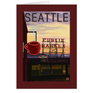 SeattlePike Place Market - Zeichen und Wasser