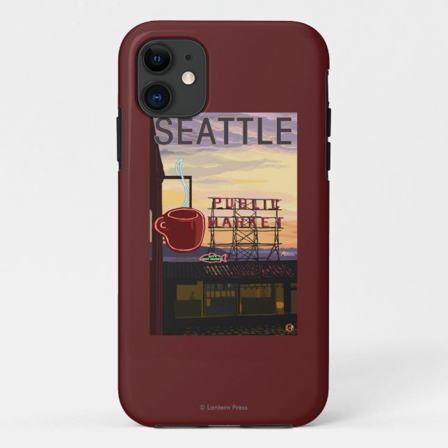 SeattlePike Platz-Markt-Zeichen und Wasser-Ansicht Case-Mate iPhone Hülle (Rückseite)