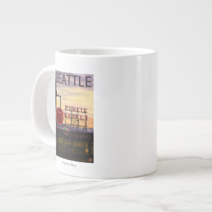 SeattlePike Platz-Markt-Zeichen und Wasser-Ansicht Jumbo-Tasse