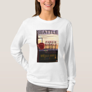 SeattlePike Platz-Markt-Zeichen und Wasser-Ansicht T-Shirt