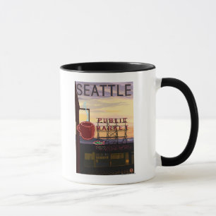 SeattlePike Platz-Markt-Zeichen und Wasser-Ansicht Tasse