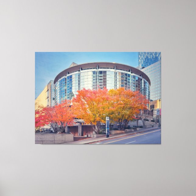 Seattle's Benaroya Hall im Herbst Leinwanddruck (Vorderseite)