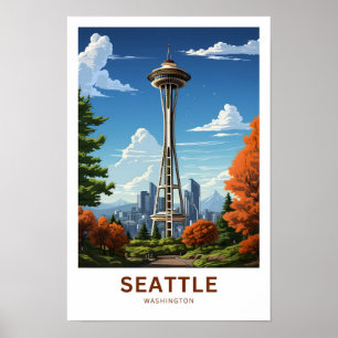 Seatttle Washington Travel Print Poster
