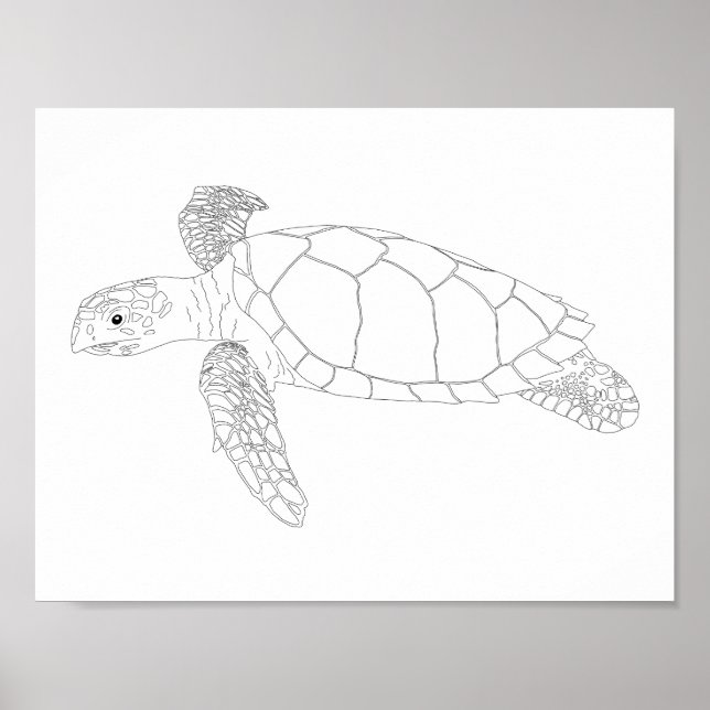 Seaturtle Adult Coloring Poster (Vorne)