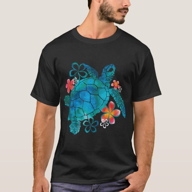 Seaurtle with Flowers girl T-Shirt (Vorderseite)