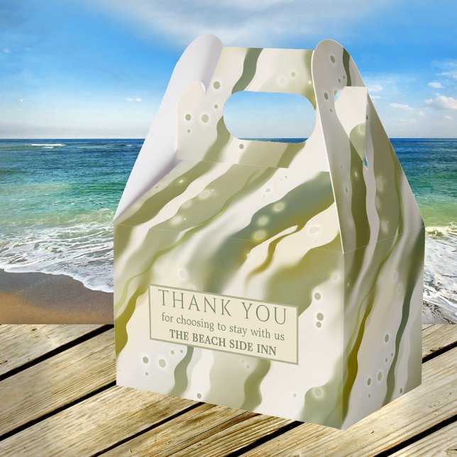 Seaweed Abstrakt Green Art Dankeschön-Box Geschenkschachtel (Modern design beach style gift box showing a green abstract painting with light sparkles on seaweed)