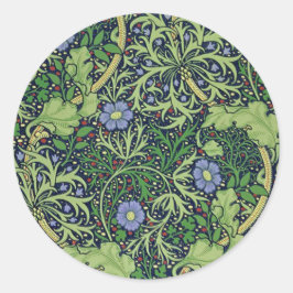 Seaweed art nouveau design by William Morris Runder Aufkleber