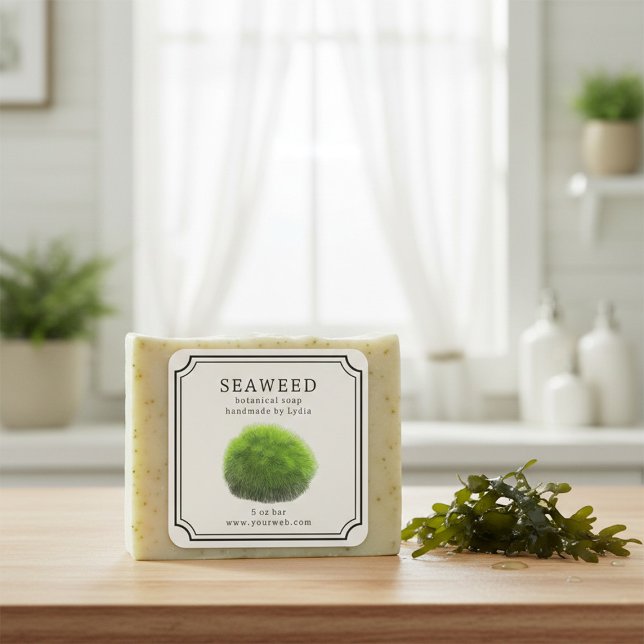 Seaweed Handmade Soap Label Quadratischer Aufkleber (Von Creator hochgeladen)