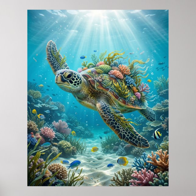 Seaweed Turtle Ocean Calm Poster (Vorne)