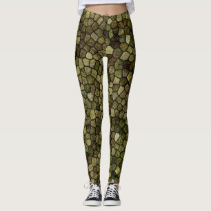 Seaweed und Juniper Cobbled Patchwork Terrazo Patt Leggings