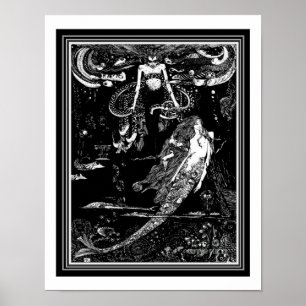 "Seawitch & Mermaid" Harry Clarke Nouveau Print Poster