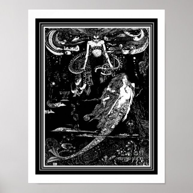 "Seawitch & Mermaid" Harry Clarke Nouveau Print Poster (Vorne)