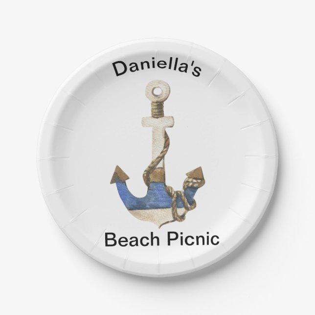 Seaworthy Anchor Beach Picnic Paper Plate Pappteller (Vorderseite)