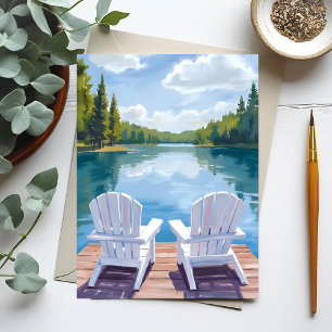 Sebago Lake Maine   Adirondack-Stuhl-Malerei Postkarte